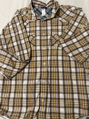 Patagonia Plaid Button-Down Shirt in White, Brown & Yellow